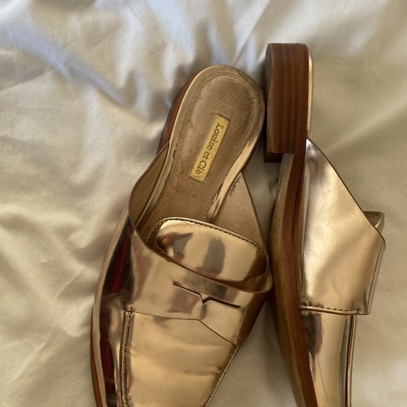 Leather Louise et Cie Gold Metallic Loafers - Picture 3 of 5